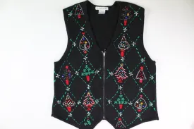 Beaded Christmas Trees.  Size Small. Christmas Sweater