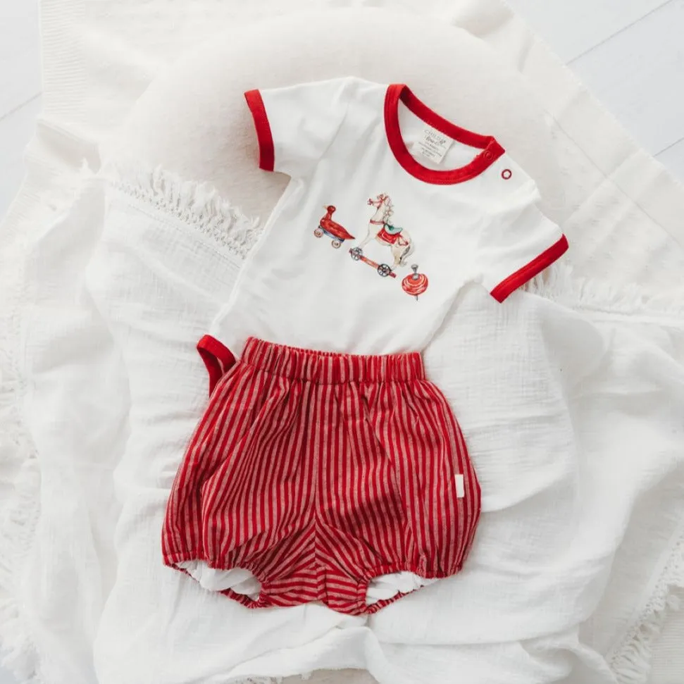 Child Of Mine Pure Linen Bloomers - Red Stripe