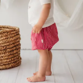 Child Of Mine Pure Linen Bloomers - Red Stripe