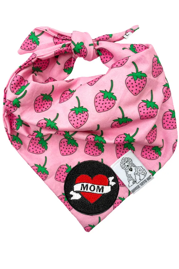 Dog Bandana Strawberry - Customize with Interchangeable Velcro Patches