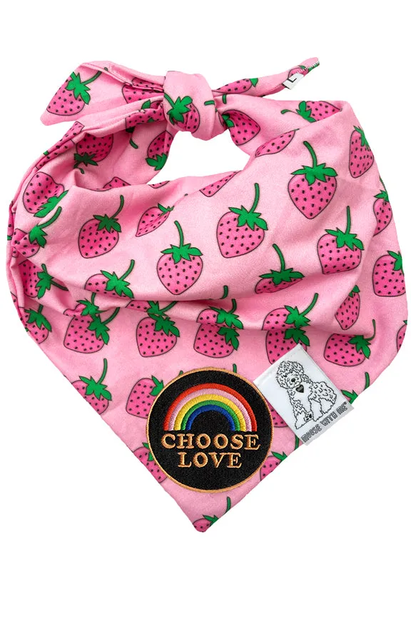 Dog Bandana Strawberry - Customize with Interchangeable Velcro Patches