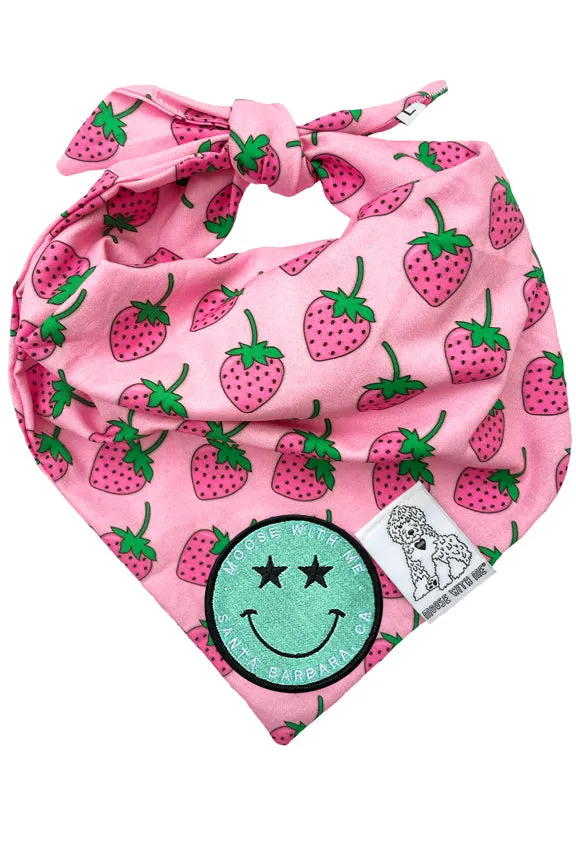 Dog Bandana Strawberry - Customize with Interchangeable Velcro Patches