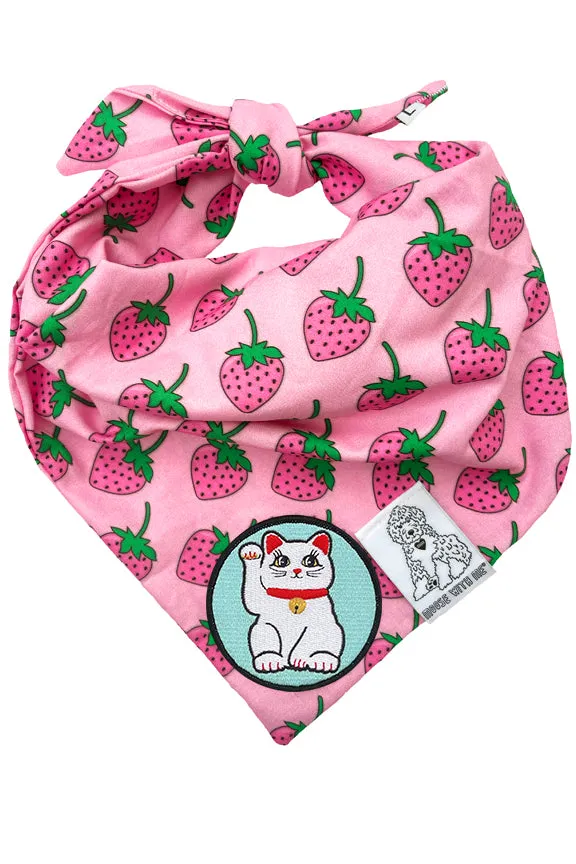 Dog Bandana Strawberry - Customize with Interchangeable Velcro Patches