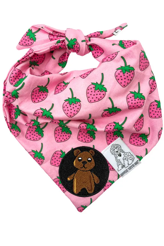 Dog Bandana Strawberry - Customize with Interchangeable Velcro Patches