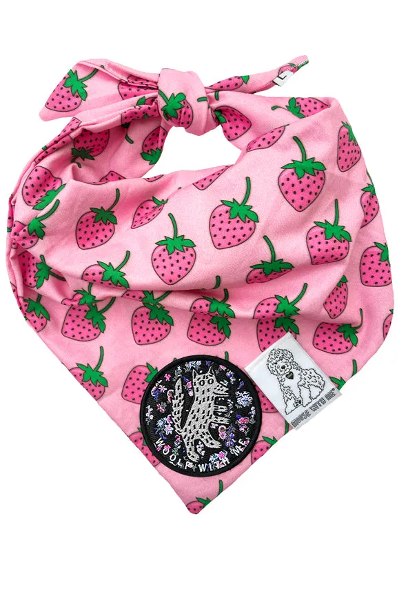 Dog Bandana Strawberry - Customize with Interchangeable Velcro Patches