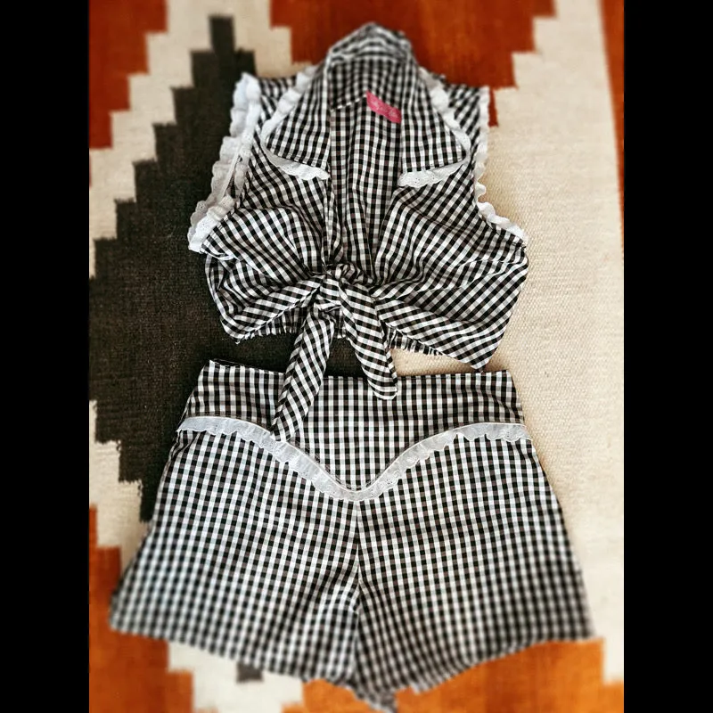 EmmyLou Gingham Wrap Top