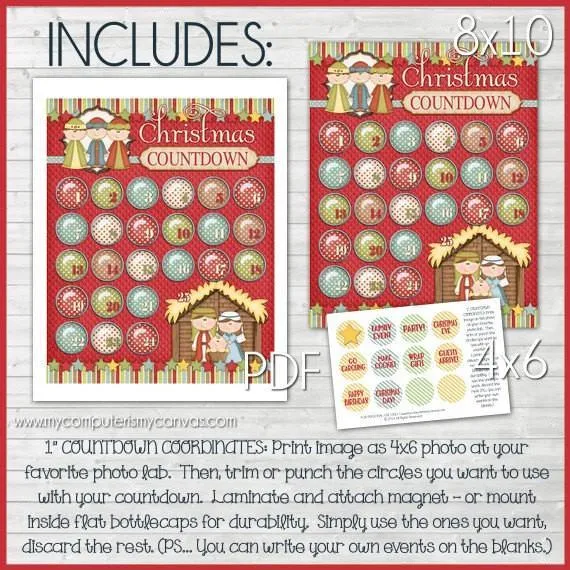 Nativity Bottle Cap Countdown PRINTABLE
