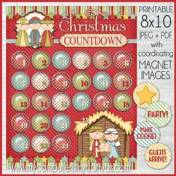 Nativity Bottle Cap Countdown PRINTABLE
