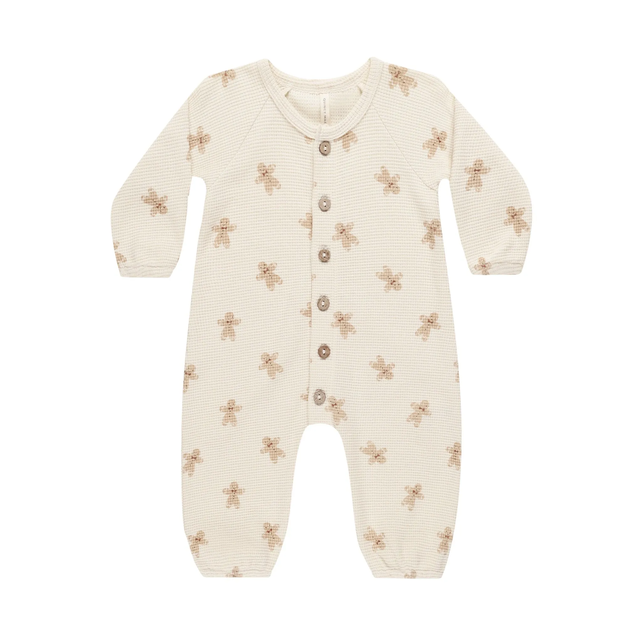 Quincy Mae Waffle Long Sleeve Jumpsuit - Gingerbread