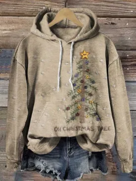 Retro Christmas Tree Casual Hoodie Sweatshirt