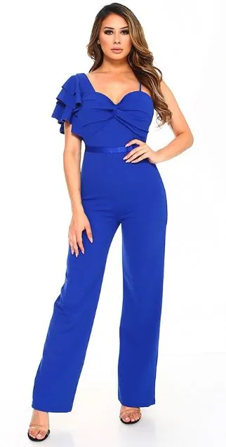 Royal Blue One Shoulder Jumpsuit