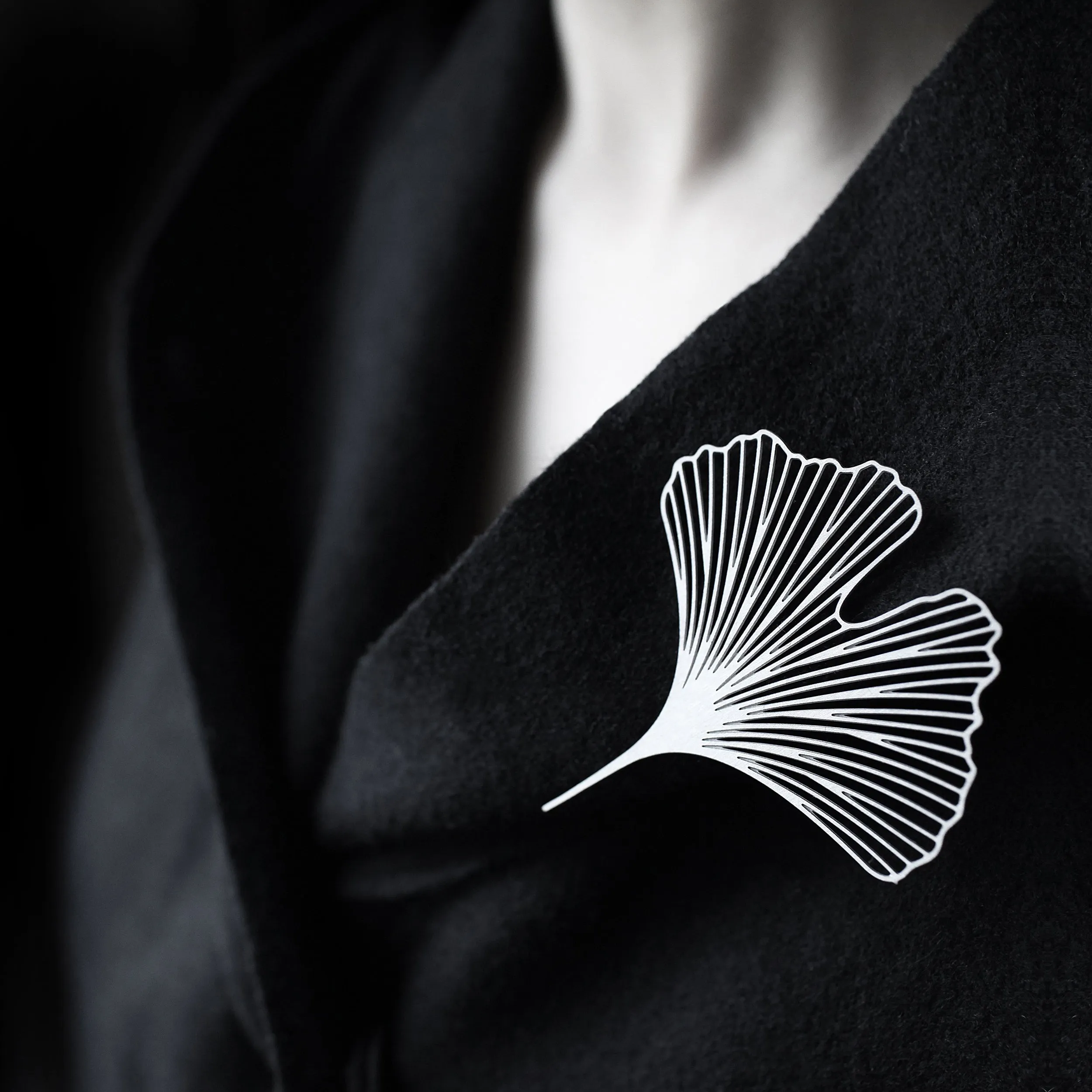 Elegant Stainless Steel Ginkgo Leaf Brooch