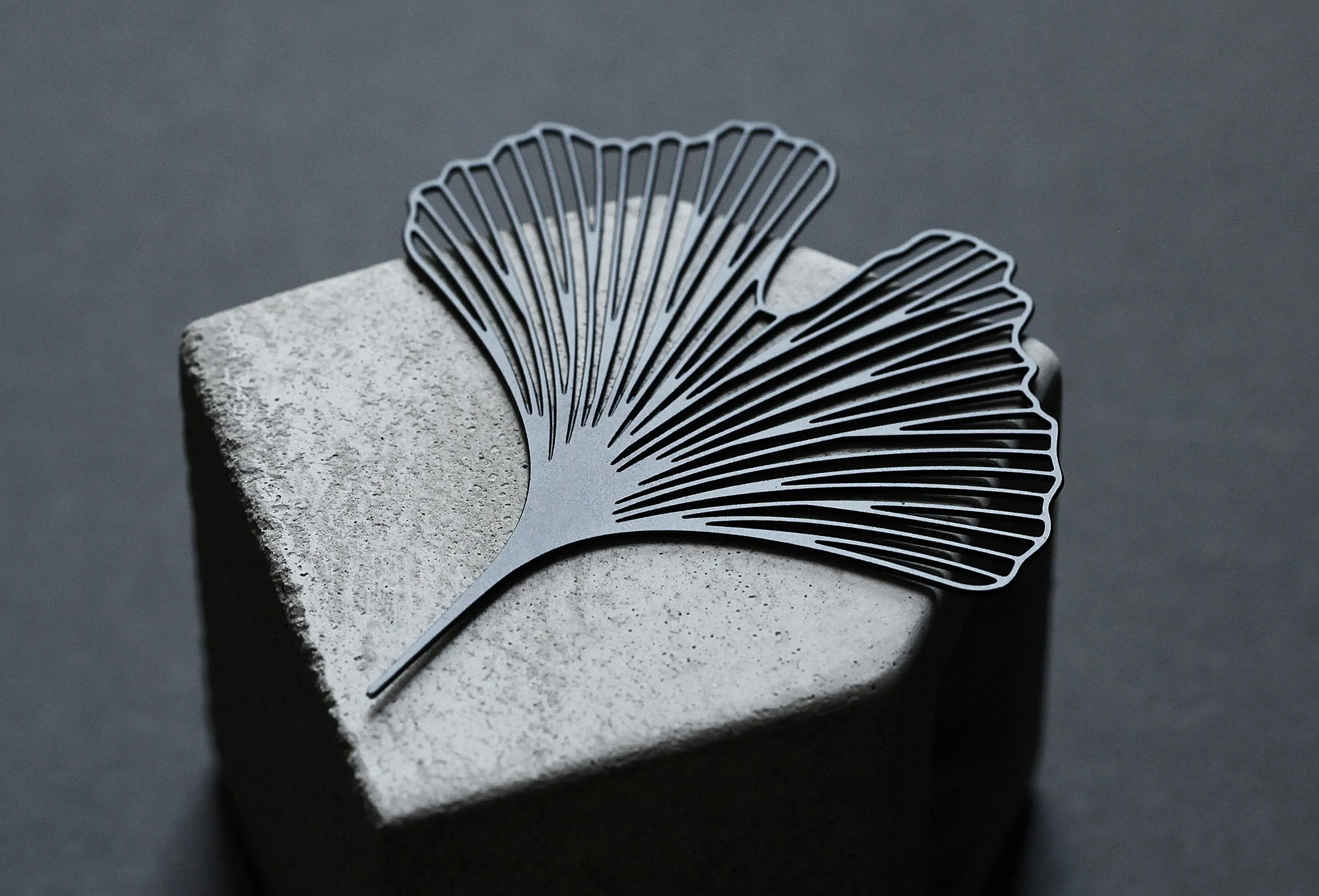 Elegant Stainless Steel Ginkgo Leaf Brooch
