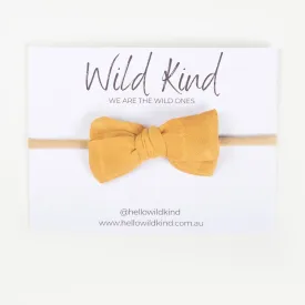 Wild Kind Dorothy Linen Bow Headband - Mustard