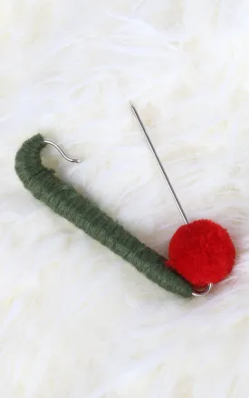 YHP10001 Green Red Small Cloth Safety Pin Brooch