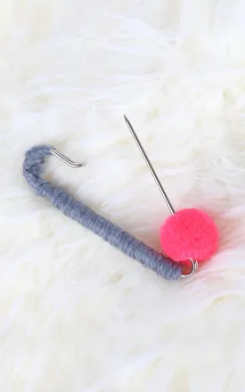 YHP10001 Grey Small Cloth Safety Pin Brooch
